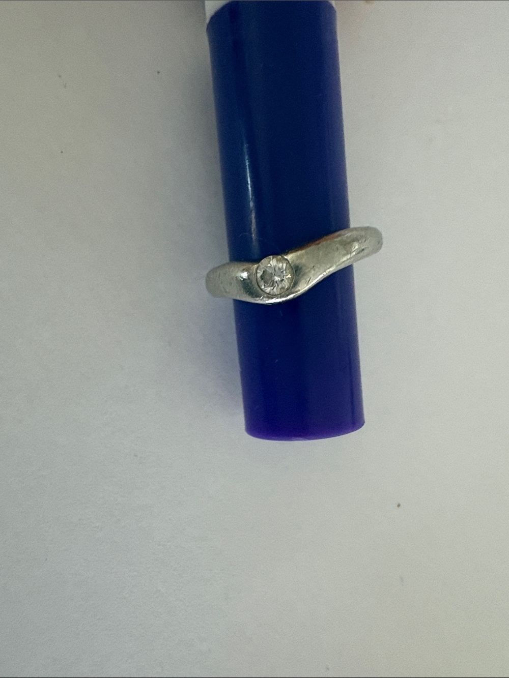 Tiffany & Co Platinum Signet Ring with .2 Diamond Sz 7